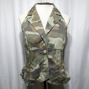 Vintage 90s Y2K Halter Top Babydoll Camo Vest Backless M Rare